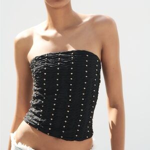 Zara beaded strapless top.